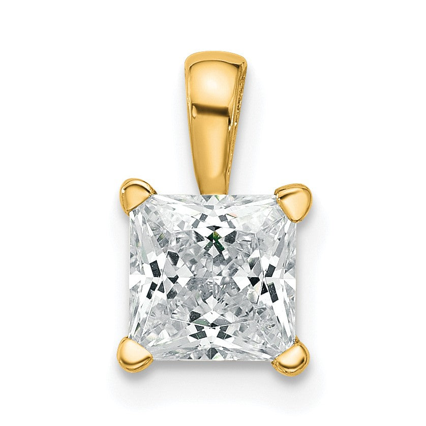 14K Gelbgold 1 ct. Laborgezüchteter Diamant VS/SI+ G+ Princess-Schliff Vierkrappen-Anhänger