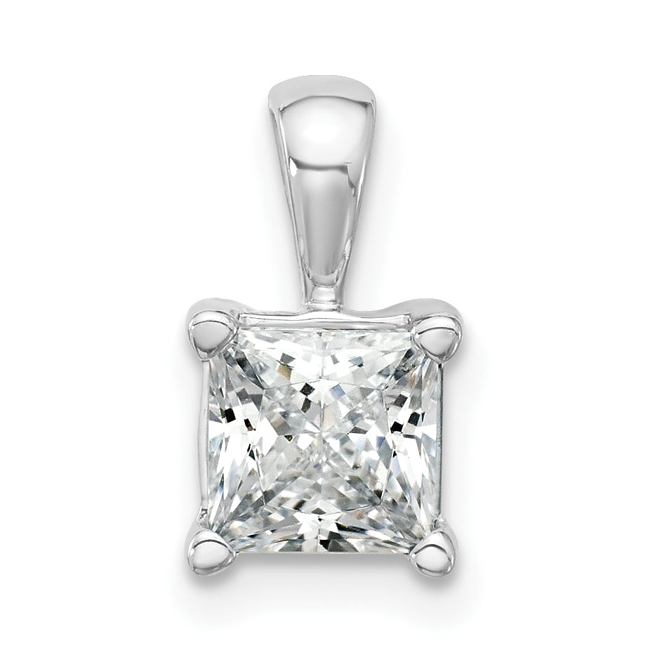 14K Weißgold 1,5 ct. Labor gezüchteter Diamant VS/SI+ G+ Princess-Schliff Anhänger mit Vierkrappenfassung