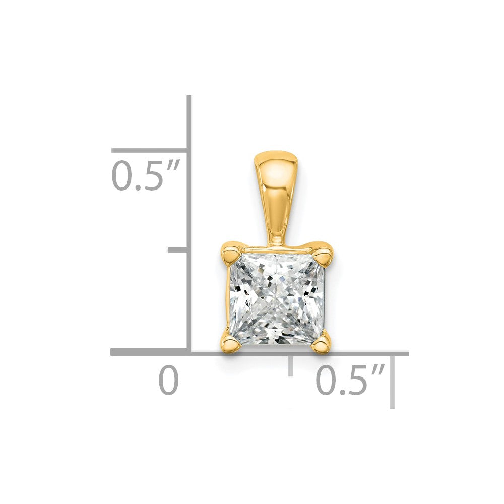 14K Gelbgold 1,5 ct. Laborgezüchteter Diamant VS/SI+ G+ Princess-Schliff Komplett-Vier-Krappen-Anhänger