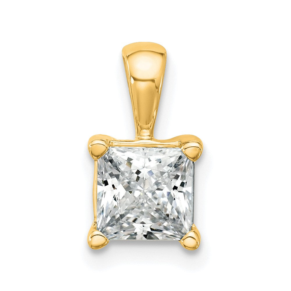 14K Gelbgold 1,5 ct. Zertifizierter Laborgezüchteter Diamant VS/SI+ G+ Princess-Schliff Vierkrappen-Anhänger