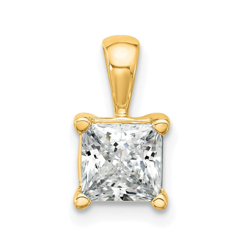 14K Gelbgold 1,5 ct. Zertifizierter Laborgezüchteter Diamant VS/SI+ G+ Princess-Schliff Vierkrappen-Anhänger