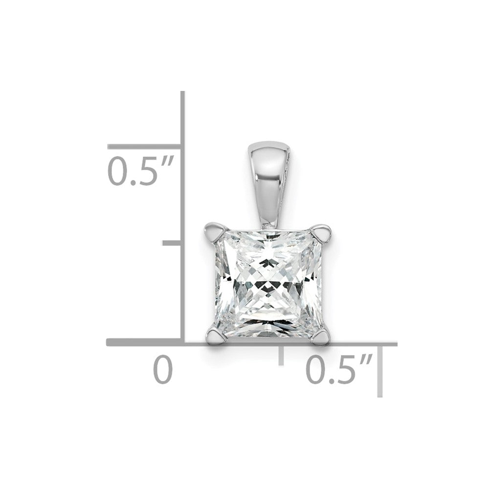 14K Weißgold 2 ct. Zertifizierter Im Labor Gezüchteter Diamant VS/SI+ G+ Princess Komplettanhänger mit Vier-Krappen-Fassung