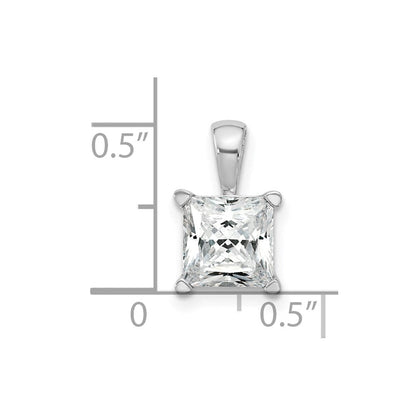 14K Weißgold 2 ct. Zertifizierter Im Labor Gezüchteter Diamant VS/SI+ G+ Princess Komplettanhänger mit Vier-Krappen-Fassung