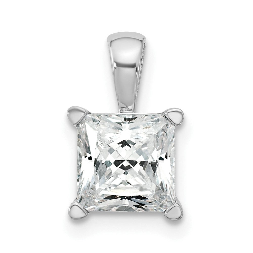 14K Weißgold 2 ct. Zertifizierter Im Labor Gezüchteter Diamant VS/SI+ G+ Princess Komplettanhänger mit Vier-Krappen-Fassung