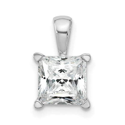 14K Weißgold 2 ct. Zertifizierter Im Labor Gezüchteter Diamant VS/SI+ G+ Princess Komplettanhänger mit Vier-Krappen-Fassung