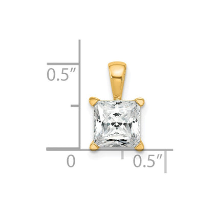 14K Gelbgold 2 ct. Laborgezüchteter Diamant VS/SI+ G+ Princess-Schliff Vierkrappen-Anhänger