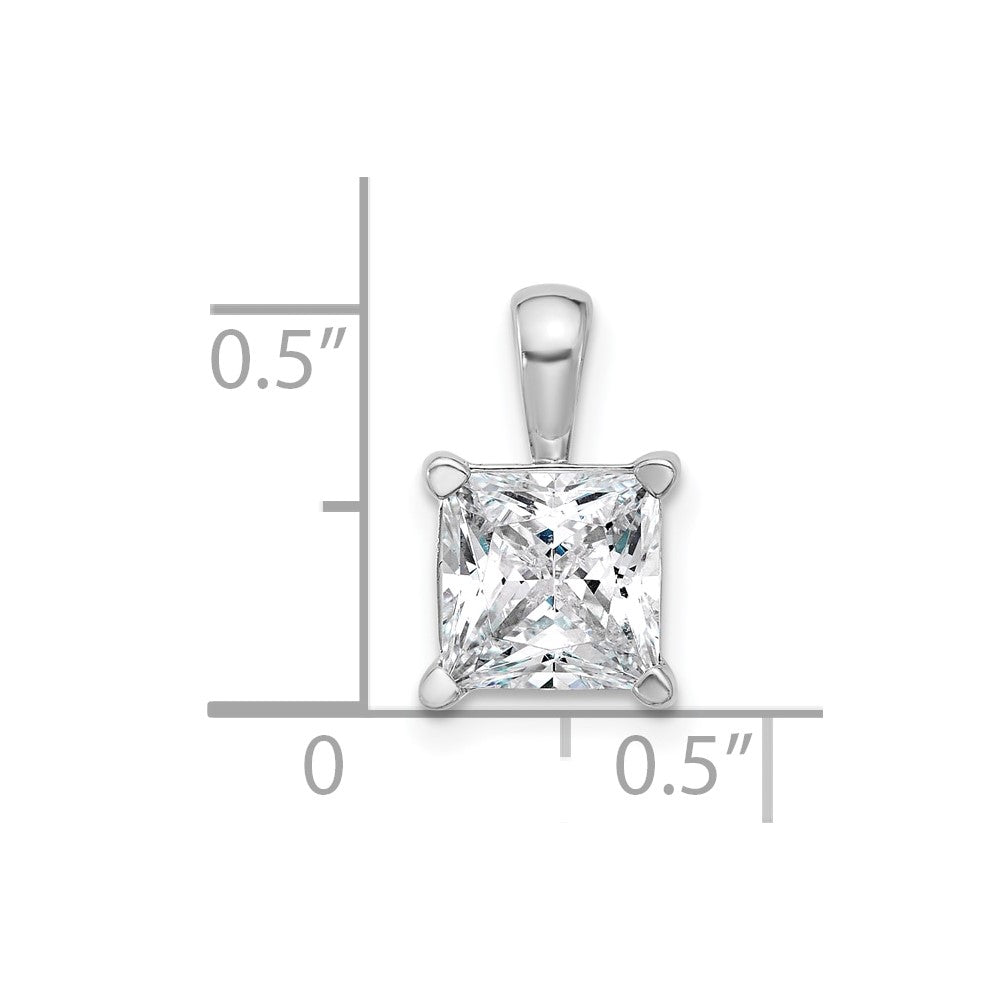 14K Weißgold 2,5 ct. Labordiamant VS/SI+ G+ Princess-Schliff Komplett-Vierkrallen-Anhänger