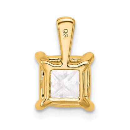14K Gelbgold Anhänger mit 2,5 ct. zertifiziertem, im Labor gezüchtetem Diamanten im Princess-Schliff VS/SI+ G+, Vierkrappenfassung