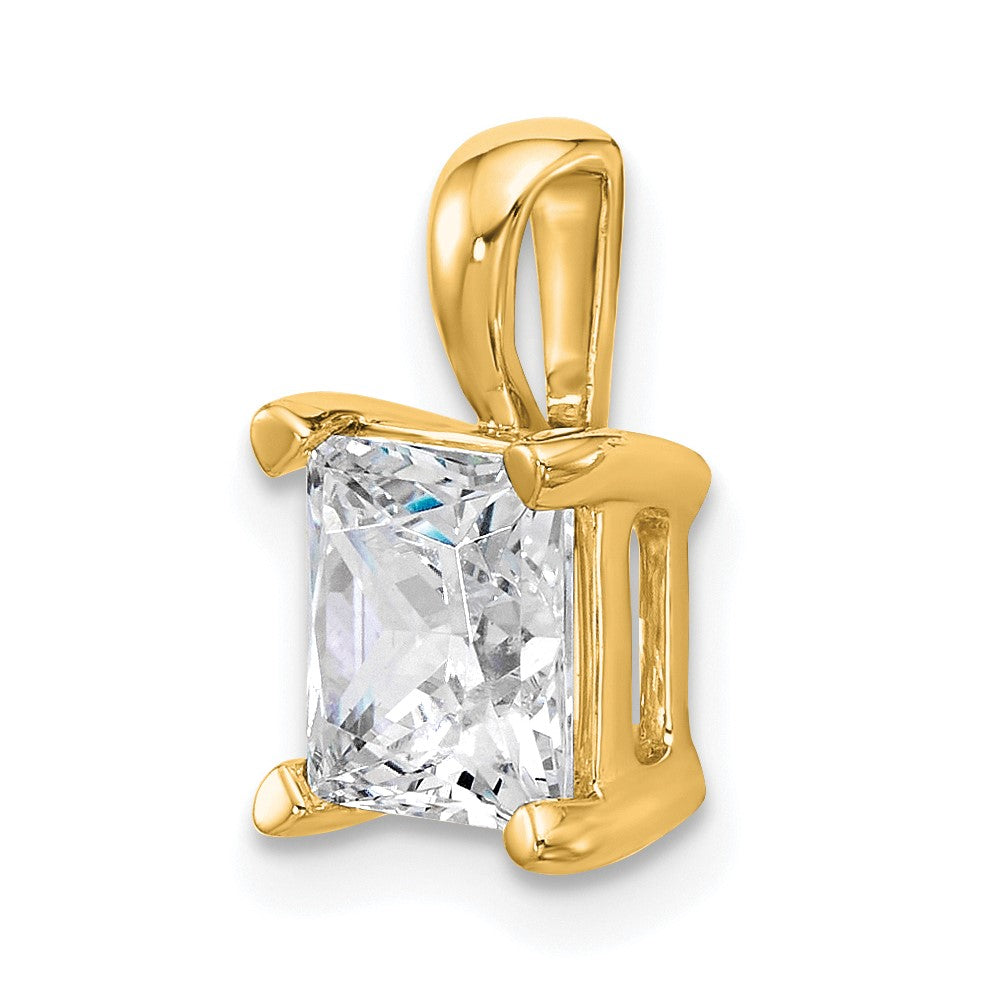 14K Gelbgold Anhänger mit 2,5 ct. zertifiziertem, im Labor gezüchtetem Diamanten im Princess-Schliff VS/SI+ G+, Vierkrappenfassung