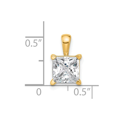 14K Gelbgold Anhänger mit 2,5 ct. zertifiziertem, im Labor gezüchtetem Diamanten im Princess-Schliff VS/SI+ G+, Vierkrappenfassung