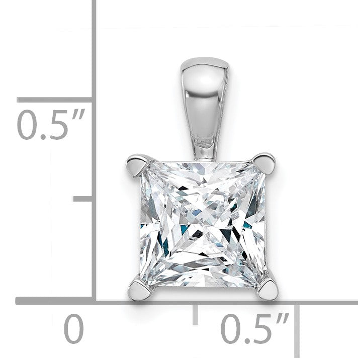 14K Weißgold 3 ct. zertifizierter im Labor gezüchteter Diamant VS/SI+ G+ Princess-Schliff Vierzack-Anhänger