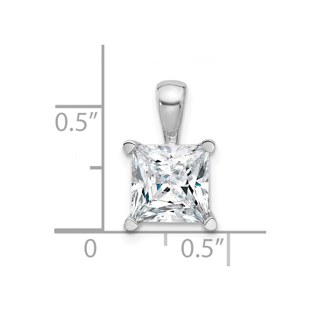 14K Weißgold 3 ct. zertifizierter im Labor gezüchteter Diamant VS/SI+ G+ Princess-Schliff Vierzack-Anhänger