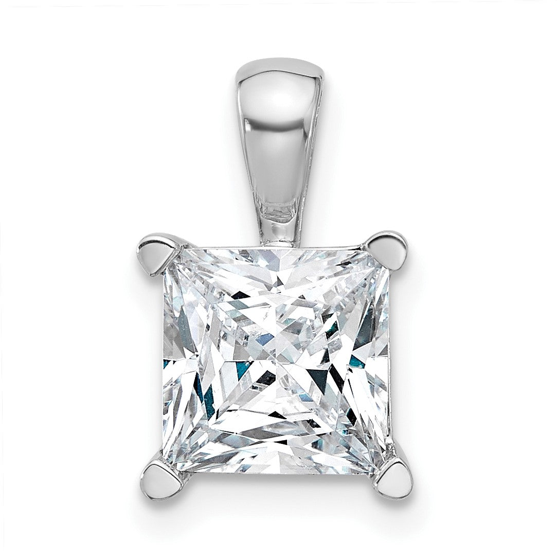 14K Weißgold 3 ct. Laborgezüchteter Diamant VS/SI+ G+ Prinzess-Schliff Vierkrallen-Anhänger