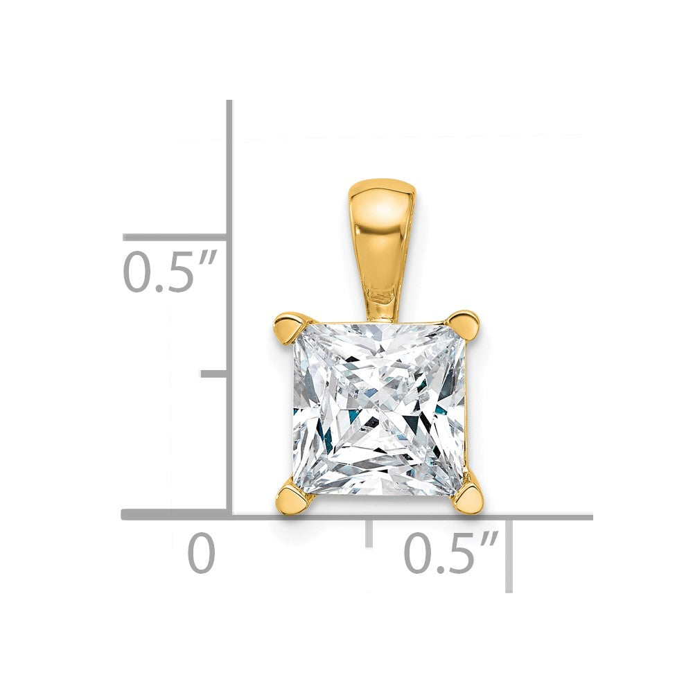 14K Gelbgold Anhänger mit 3 ct. laborgezüchtetem Diamant im Princess-Schliff, VS/SI+ G+, Vierkrappenfassung