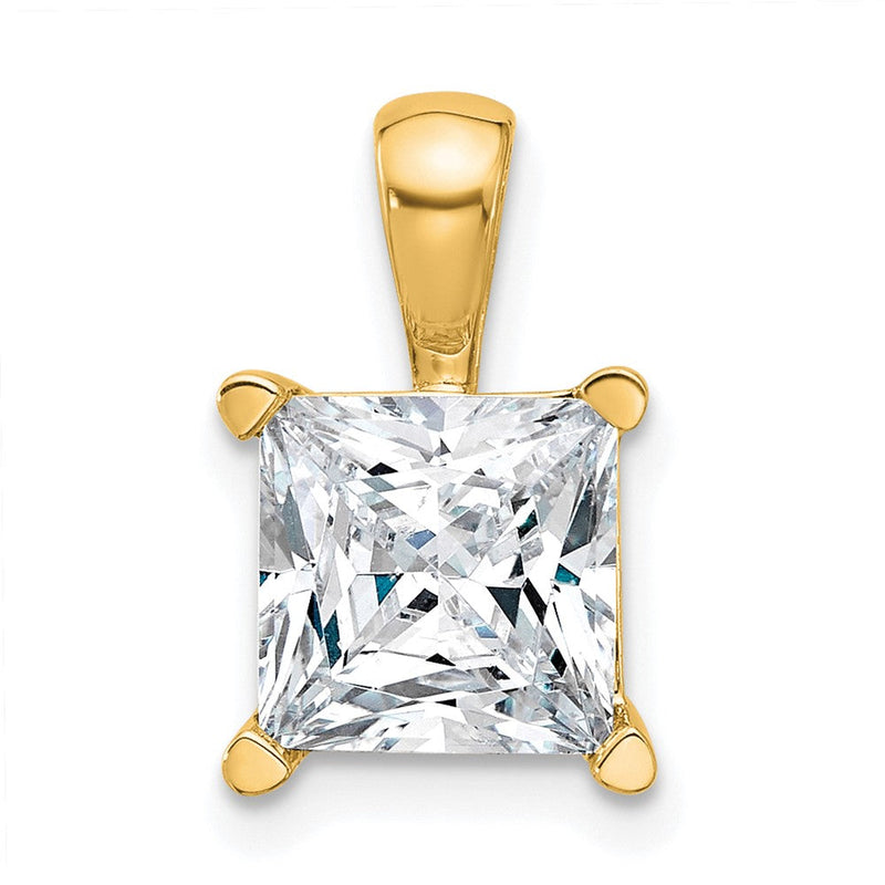 14K Gelbgold Anhänger mit 3 ct. laborgezüchtetem Diamant im Princess-Schliff, VS/SI+ G+, Vierkrappenfassung