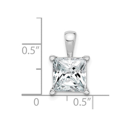 14K Weißgold 4 ct. Labor-Diamant VS/SI+ G+ Princess-Schliff Komplett-Vierkrappen-Anhänger