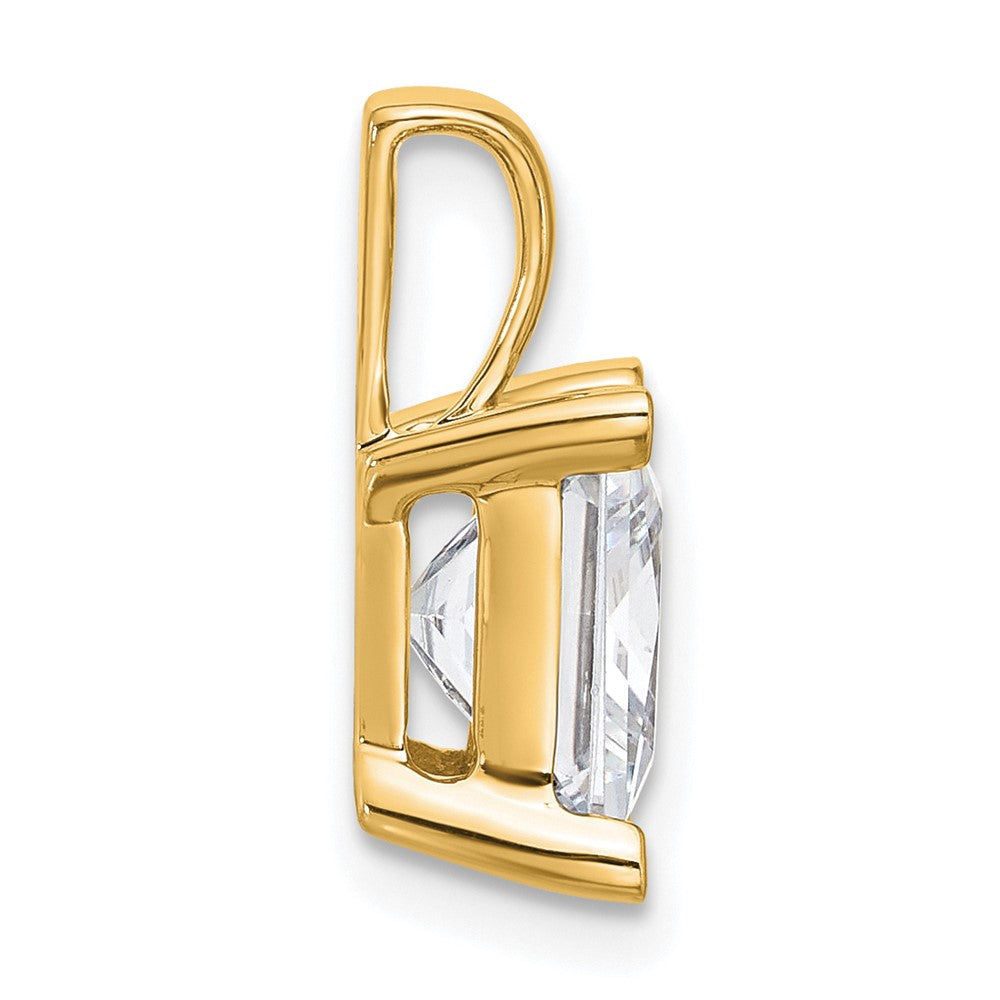 14K Gelbgold Anhänger mit 4 ct. zertifiziertem, im Labor gezüchtetem Diamanten VS/SI+ G+, Princess-Schliff, komplette Vierkrappenfassung