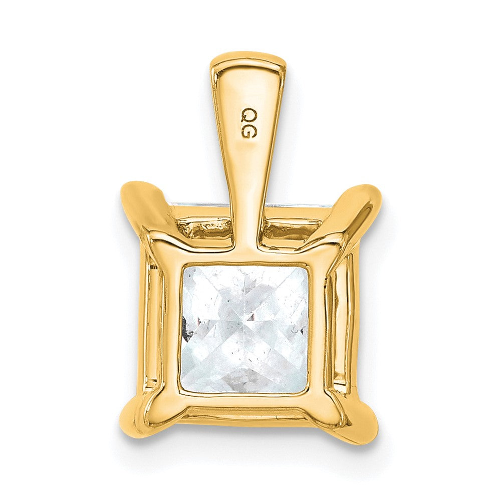 14K Gelbgold Anhänger mit 4 ct. zertifiziertem, im Labor gezüchtetem Diamanten VS/SI+ G+, Princess-Schliff, komplette Vierkrappenfassung