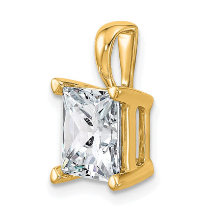 14K Gelbgold Anhänger mit 4 ct. zertifiziertem, im Labor gezüchtetem Diamanten VS/SI+ G+, Princess-Schliff, komplette Vierkrappenfassung