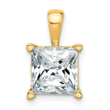 14K Gelbgold Anhänger mit 4 ct. zertifiziertem, im Labor gezüchtetem Diamanten VS/SI+ G+, Princess-Schliff, komplette Vierkrappenfassung