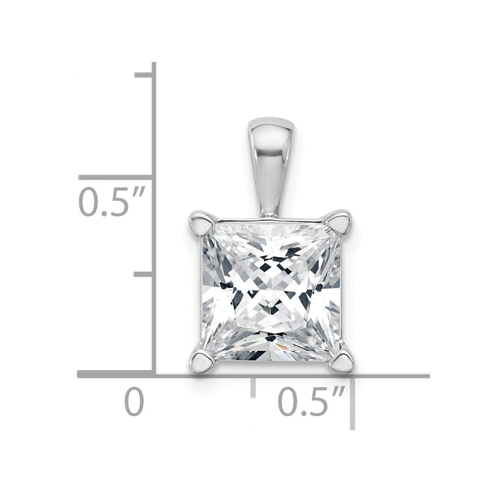 14K Weißgold Anhänger mit 5 ct. zertifiziertem, im Labor gezüchtetem Diamant VS/SI+ G+ im Princess-Schliff, Vierkrappenfassung