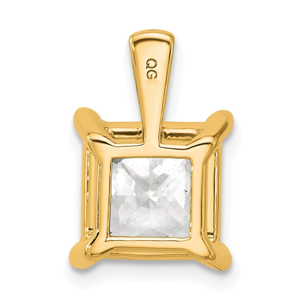 14K Gelbgold Anhänger mit zertifiziertem 5 ct. im Labor gezüchtetem Diamant VS/SI+ G+ Princess-Schliff, komplett mit Vierkrappenfassung