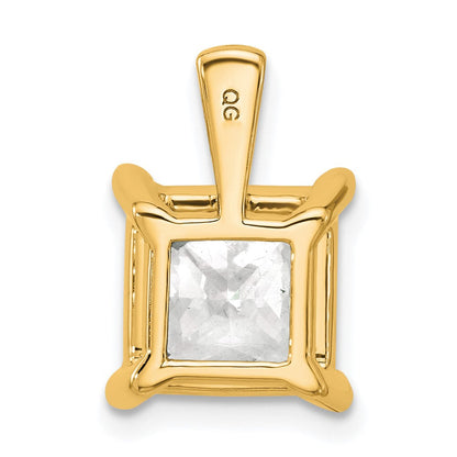 14K Gelbgold Anhänger mit zertifiziertem 5 ct. im Labor gezüchtetem Diamant VS/SI+ G+ Princess-Schliff, komplett mit Vierkrappenfassung