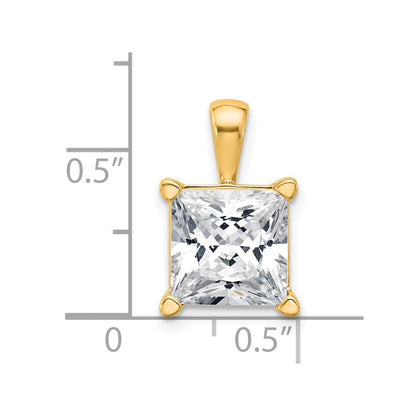 14K Gelbgold Anhänger mit zertifiziertem 5 ct. im Labor gezüchtetem Diamant VS/SI+ G+ Princess-Schliff, komplett mit Vierkrappenfassung