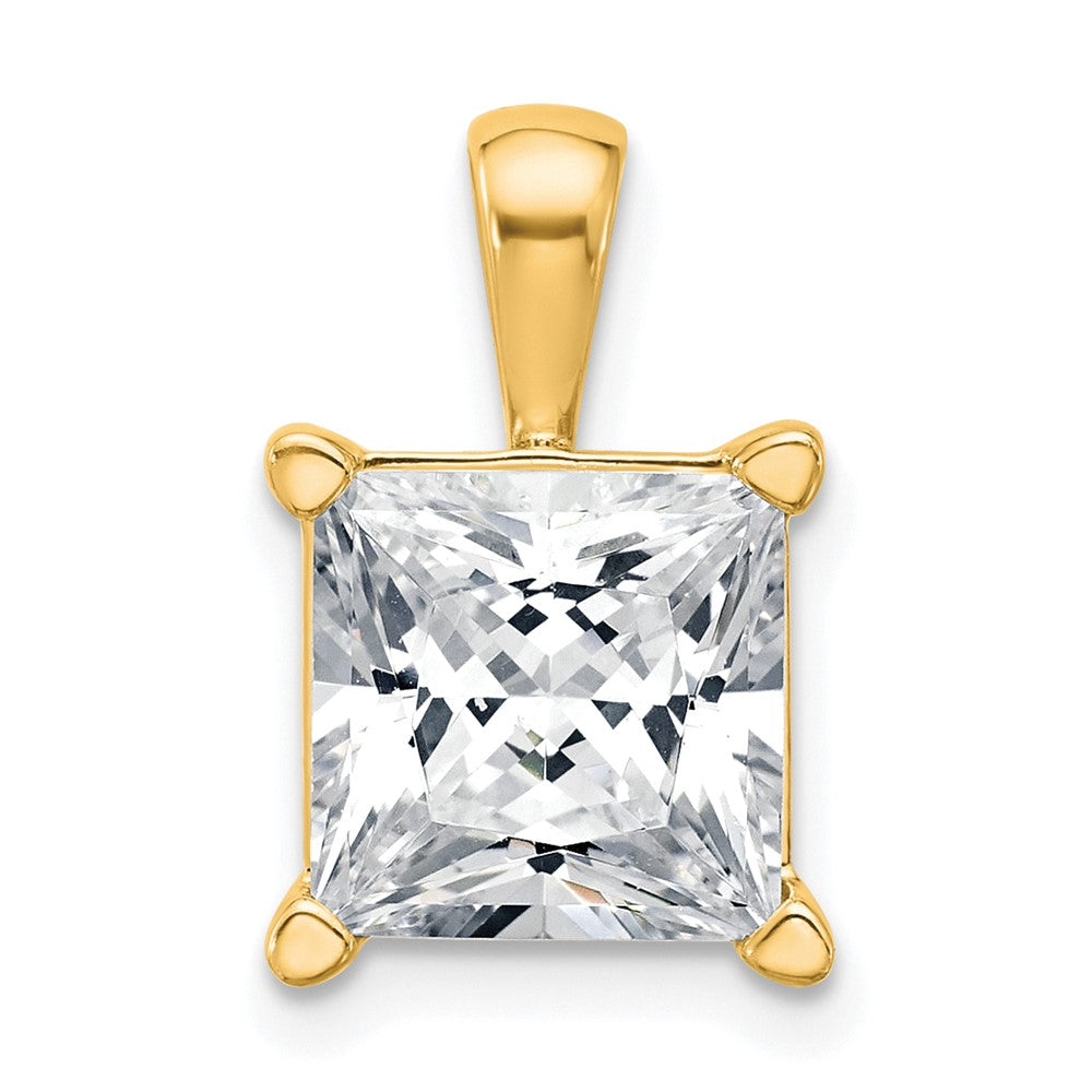 14K Gelbgold Anhänger mit zertifiziertem 5 ct. im Labor gezüchtetem Diamant VS/SI+ G+ Princess-Schliff, komplett mit Vierkrappenfassung