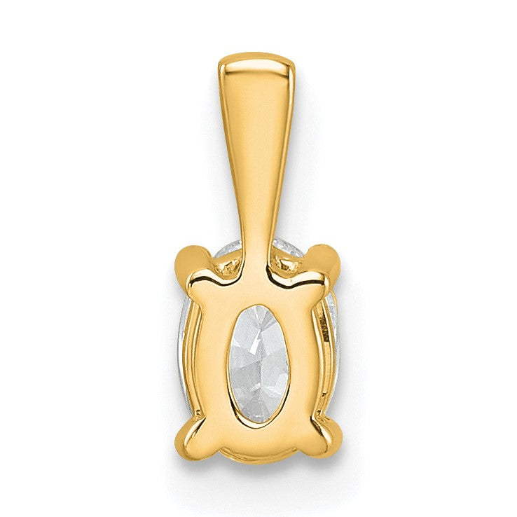 14K Gelbgold 0,5 ct. Zertifizierter Laborgezüchteter Diamant VS/SI+ G+ Ovaler Anhänger mit Vier-Krappen-Fassung