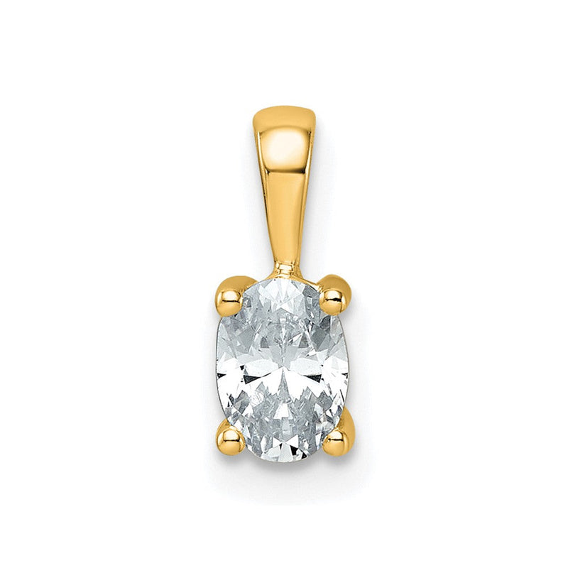 14K Gelbgold 0,5 ct. Zertifizierter Laborgezüchteter Diamant VS/SI+ G+ Ovaler Anhänger mit Vier-Krappen-Fassung