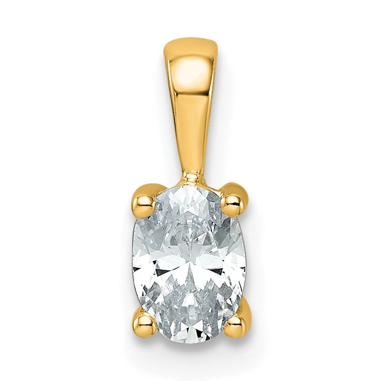 14K Gelbgold 0,5 ct. Zertifizierter Laborgezüchteter Diamant VS/SI+ G+ Ovaler Anhänger mit Vier-Krappen-Fassung