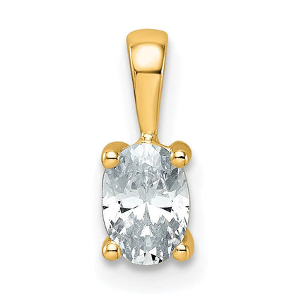14K Gelbgold 0,5 ct. Zertifizierter Laborgezüchteter Diamant VS/SI+ G+ Ovaler Anhänger mit Vier-Krappen-Fassung