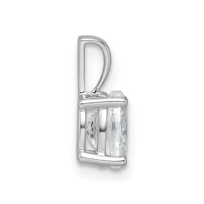 14K Weißgold Anhänger mit 0,75 ct. Laborgezüchtetem Ovalem Diamant VS/SI+ G+ in Kompletter Vier-Krappen-Fassung