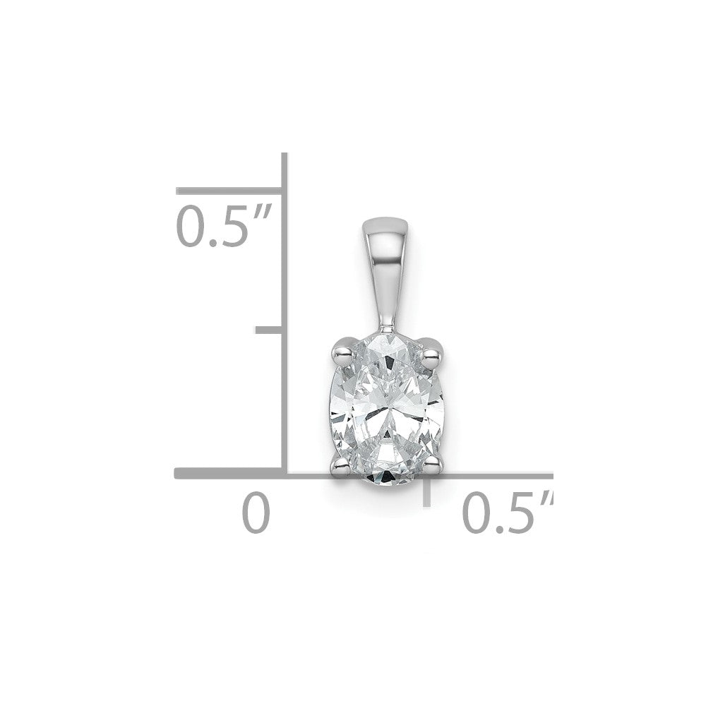 14K Weißgold Anhänger mit 0,75 ct. Laborgezüchtetem Ovalem Diamant VS/SI+ G+ in Kompletter Vier-Krappen-Fassung