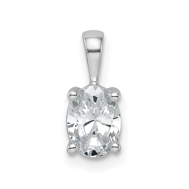 14K Weißgold Anhänger mit 0,75 ct. Laborgezüchtetem Ovalem Diamant VS/SI+ G+ in Kompletter Vier-Krappen-Fassung
