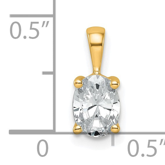 14K Gelbgold 0,75 ct. Zertifizierter Laborgezüchteter Diamant VS/SI+ G+ Ovaler Anhänger mit Vier-Krappen-Fassung