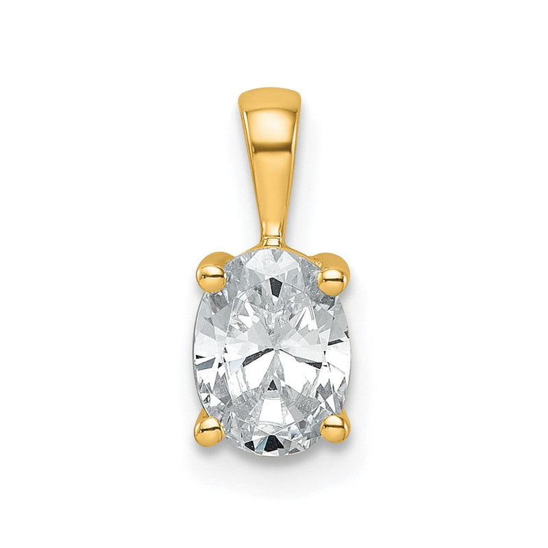 14K Gelbgold 0,75 ct. Zertifizierter Laborgezüchteter Diamant VS/SI+ G+ Ovaler Anhänger mit Vier-Krappen-Fassung