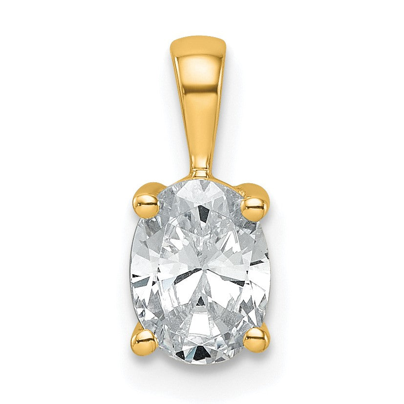 14K Gelbgold 0,75 ct. Zertifizierter Laborgezüchteter Diamant VS/SI+ G+ Ovaler Anhänger mit Vier-Krappen-Fassung