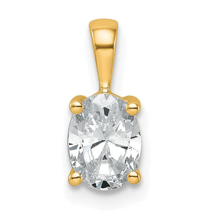 14K Gelbgold 0,75 ct. Zertifizierter Laborgezüchteter Diamant VS/SI+ G+ Ovaler Anhänger mit Vier-Krappen-Fassung