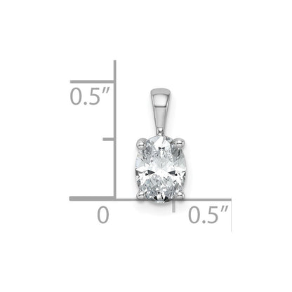 14 K Weißgold Anhänger mit 1 ct. im Labor gezüchtetem Diamant VS/SI+ G+ im Ovalschliff, komplett mit Vier-Krappen-Fassung