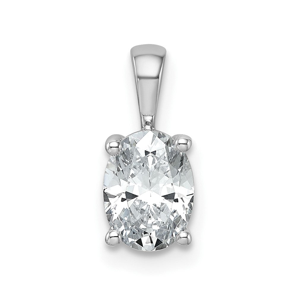 14 K Weißgold Anhänger mit 1 ct. im Labor gezüchtetem Diamant VS/SI+ G+ im Ovalschliff, komplett mit Vier-Krappen-Fassung