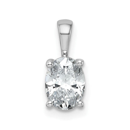 14 K Weißgold Anhänger mit 1 ct. im Labor gezüchtetem Diamant VS/SI+ G+ im Ovalschliff, komplett mit Vier-Krappen-Fassung