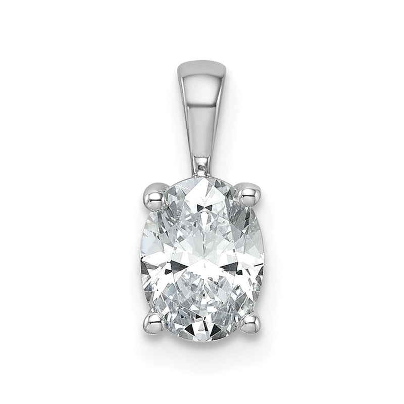 14 K Weißgold Anhänger mit 1 ct. im Labor gezüchtetem Diamant VS/SI+ G+ im Ovalschliff, komplett mit Vier-Krappen-Fassung
