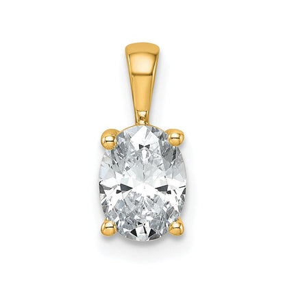 14K Gelbgold Anhänger mit 1 ct. zertifiziertem, im Labor gezüchtetem Diamanten VS/SI+ G+ im Ovalschliff, Vier-Krappen-Fassung