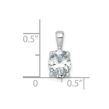 14K Weißgold Anhänger mit 1,5 ct. Labor-Diamant VS/SI+ G+ im Ovalschliff, komplette Vierkrappenfassung