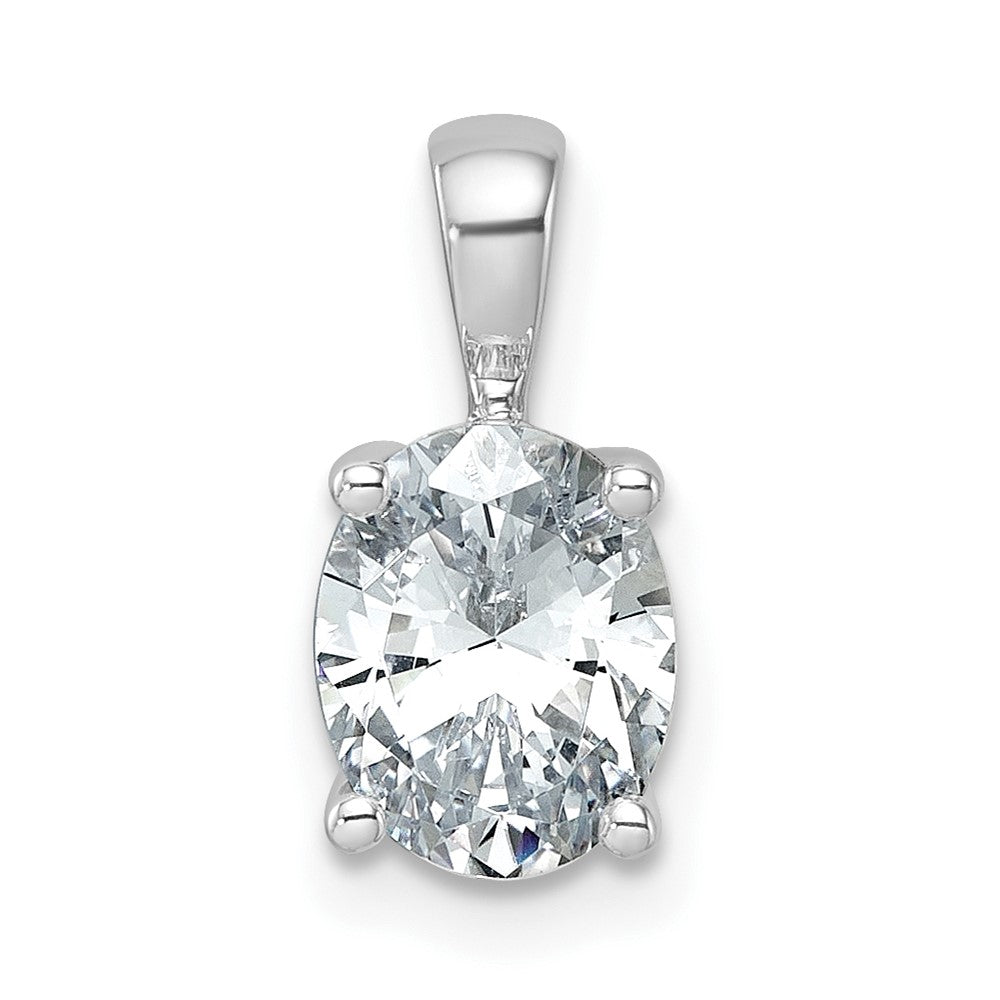 14K Weißgold Anhänger mit 1,5 ct. Labor-Diamant VS/SI+ G+ im Ovalschliff, komplette Vierkrappenfassung