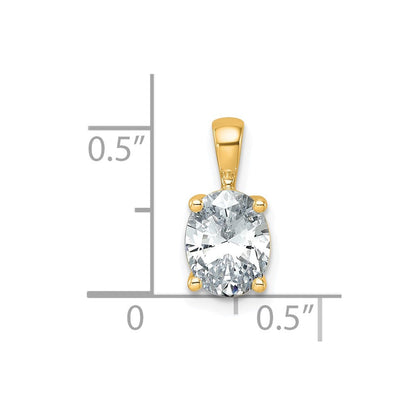 14K Gelbgold Anhänger mit 1,5 ct. im Labor gezüchtetem Diamant VS/SI+ G+, oval, komplett mit Vierfach-Krappenfassung