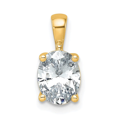 14K Gelbgold Anhänger mit 1,5 ct. im Labor gezüchtetem Diamant VS/SI+ G+, oval, komplett mit Vierfach-Krappenfassung