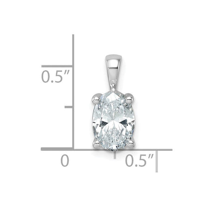 14K Weißgold Anhänger mit 2 ct. im Labor gezüchtetem Diamant VS/SI+ G+ Oval mit Vierkrappenfassung